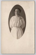 RPPC Pretty Young Edwardian Oval Masked Photo Portrait c1910 Postcard T23 - $8.95