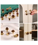 10 pcs Wooden Cabinet Knobs with Brass Base, Round Ball Shape - $1,545.82 MXN