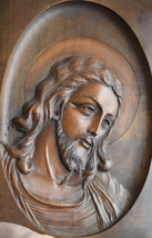 ⭐ Vintage carved wooden icon,hand carved Jesus Christ,signed⭐ - £124.43 GBP