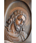 ⭐ Vintage carved wooden icon,hand carved Jesus Christ,signed⭐ - $158.40