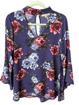 Floral Keyhole Blouse Flared Sleeves Choker Sz S Whimsy Coquette Romanti... - $19.79