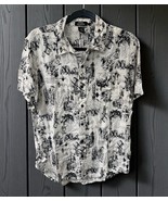Social Collision Alice And Wonderland Button Down Shirt SIZE M Black White - $30.55 CAD