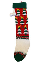 Large White and Red Christmas Stockings Christmas Trees Knit  - 24&quot; - $14.85