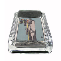 Tarot Card D6 Glass Square Ashtray 4&quot; x 3&quot; Smoking Cigarette IX The Hermit - £39.43 GBP