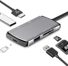 Usb C Hub 6 In 1 Usb Type C Hub Adapter With 4K Hdmi Port, USB-C Pd Port - £27.06 GBP