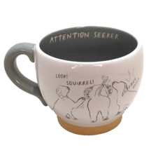 Mud Pie Coffee And Tea Mug White And Gray Ceramic Dogs Design Attention Seeker - £15.39 GBP