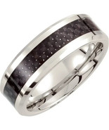 Dura Cobalt 8 mm Beveled-Edge Band With Black Carbon Fiber Inlay Size 10.5 - $196.00