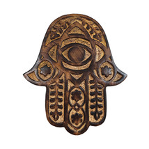 Wooden Hamsa Wall Decor Judaica Khamsah Amulet Hand of Fatima - Myrtle - £25.90 GBP