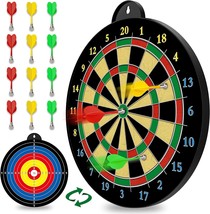 Magnetic Dart Board 12pcs Magnetic Darts Red Green Yellow Excellent Indoor Game  - £43.73 GBP