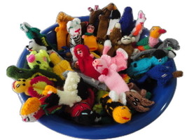 100 Peruvian Wool Finger Puppets Toys Hand-knitted Handmade Collectable ... - £63.80 GBP