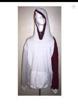 MEN&#39;S GUYS VURT TRI-COLORED WHITE PULLOVER FLEECE HOODIE MAROON SLEEVE N... - $36.99