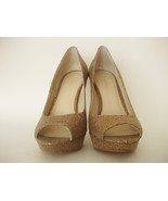 INC International Concepts Plum Peep Toe Glitter Bronze Stiletto Shoes - Size 7M - £7.86 GBP