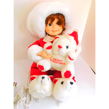 Vintage Telco Motionettes Animated Display Christmas Girl Teddy Bear With Box - £50.48 GBP