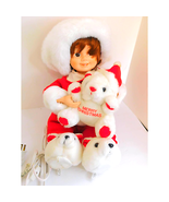 Vintage Telco Motionettes Animated Display Christmas Girl Teddy Bear Wit... - £51.14 GBP