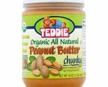 TEDDIE: Peanut Butter Chunky Organic, 16 oz , (6 Glass Jars Included) - $39.48