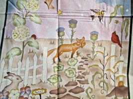 Fabric Panel NEW Red Rooster &quot;Who Comes to Zinnia&#39;s Garden?&quot; Animals $9.95 - £7.95 GBP