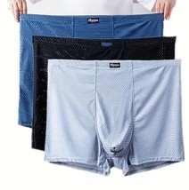 Boxer Briefs 3 Pc Big N Tall Ice Silk Breathable Plus Sizes Mesh Guys Underwear - £23.58 GBP