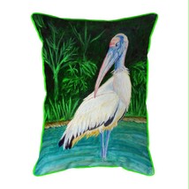 Betsy Drake Wood Stork Small Indoor Outdoor Pillow 11x14 - £38.94 GBP