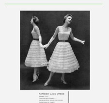 1950s Dress - Full Skirt, Strappy Bodice, Evening - Crochet pattern (PDF 7142) - £2.99 GBP