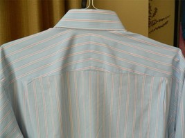 ROBERT TALBOTT Shirt Stripes Light Blue White L - $64.35