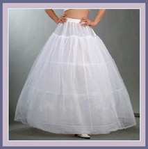White Ball Gown Style Gala A-Line Tulle Petticoat w/ 3 Hoops Underskirt 1 Layer