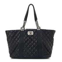 Iridescent Calfskin Quilted Large Gentle Boy Shopping Tote Navy - £2,407.13 GBP