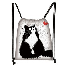 Cute Anime Cat Pattern drawstring bag women fashion storage bag shopping... - £13.51 GBP