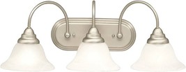 Telford 12 in. 3-Light Brushed Nickel Bathroom Vanity Light Frosted Glass Shade - £45.75 GBP