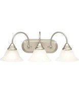 Telford 12 in. 3-Light Brushed Nickel Bathroom Vanity Light Frosted Glas... - £45.04 GBP