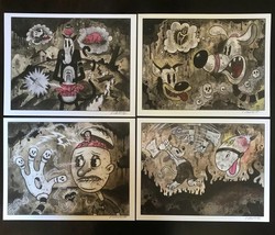 8.5x11 Set #2 Signed prints By Frank Forte Pop Surrealism Cartoon Dark Art - £29.54 GBP