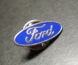 Ford Lapel Hat Pin Oval Shape with Silver Colored Metal and Blue Enamel - $6.99