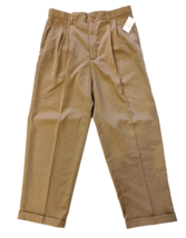 Adolfo Dress Pants Mens 34x29 Khaki Work Office Double Pleat Cuffed New ... - $18.69