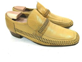 Men’s Size 9.5 N IDLERS by Florsheim Italy Loafer Shoes Camel Leather Stitch  - $39.59
