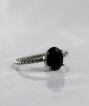 5Ct Good Oval Cut Natural Black Spinal Gemstone 14K White Gold Plated Ring - £43.41 GBP