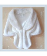 Bridal White Mink Faux Fur Stole Cape with Collar - £45.52 GBP