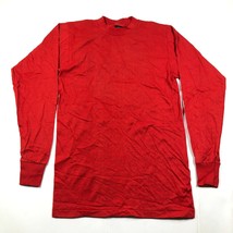 Vintage Medallion Vuoto Tee T Shirt Adulto S Cotone Rosso Manica Lunga Made IN - £13.43 GBP