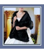 Luxurious Long Black Mink Faux Fur Wrap Stole - £54.31 GBP