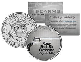 Ruger Single Six .22 Mag Gun Firearm Jfk Kennedy Half Dollar Us Colorized Coin - £6.73 GBP