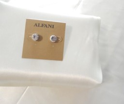 Alfani Silver Tone 5/16&quot; Simulated Diamond Stud Earrings Y446 - £6.79 GBP