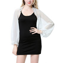 White Womens Sheer Chiffon Bolero Shrug Cardigan Long Sleeve - £8.31 GBP