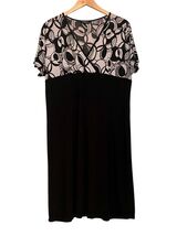 Perseption Woman Dress Short Sleeve Black Gray Empire Waist Slimming L X... - $16.83