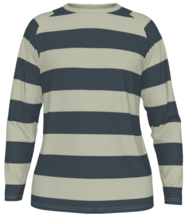 Stylish Men&#39;s long sleeve T-shirt thick gray and navy stripes - £31.46 GBP