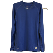 Nike Pro Combat Dri-Fit Large Long Sleeve Fitted Blue Athletic T-Shirt - £10.52 GBP