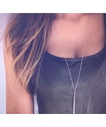 Sexy Fashion Stick Pendant Necklace  Silver Plated  Long Chain Necklace - $265.60 MXN