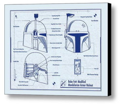 Framed Star Wars Boba Fett Helmet 8.5X11 Inch Schematics Diagram Blueprint Plans - £14.34 GBP