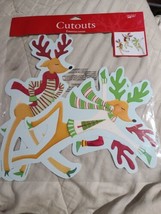 3 Christmas Reindeer Cutouts Decorations Winter Party Gathering - £6.39 GBP