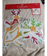 3 Christmas Reindeer Cutouts Decorations Winter Party Gathering - £6.32 GBP