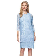 NWT-ALEX EVENINGS ~Size 14~ Blue Lace Women&#39;s Jacket &amp; Dress 2-Piece Retail $189 - £63.95 GBP
