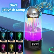 Creative 3in1 Colorful Jellyfish Lamp With Clock Luminous Portable Stereo Breath - £62.57 GBP