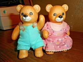 HOMCO Bear Figurines Fully Articulated Original Clothing Set Of Two Cera... - £15.97 GBP